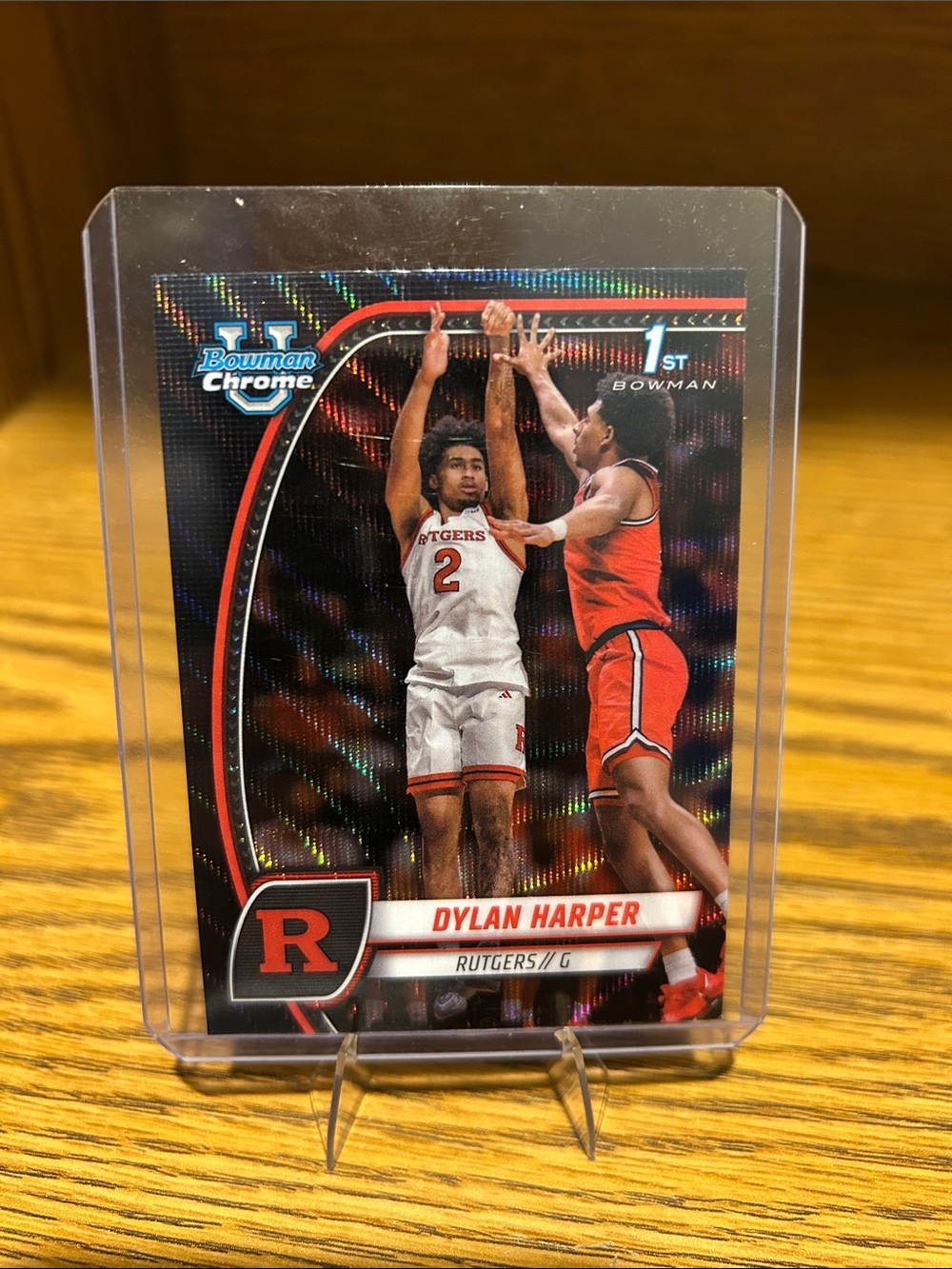 Dylan Harper Topps Bowman Chrome U Rookie Black Wave Rutgers/ San Antonio Spurs